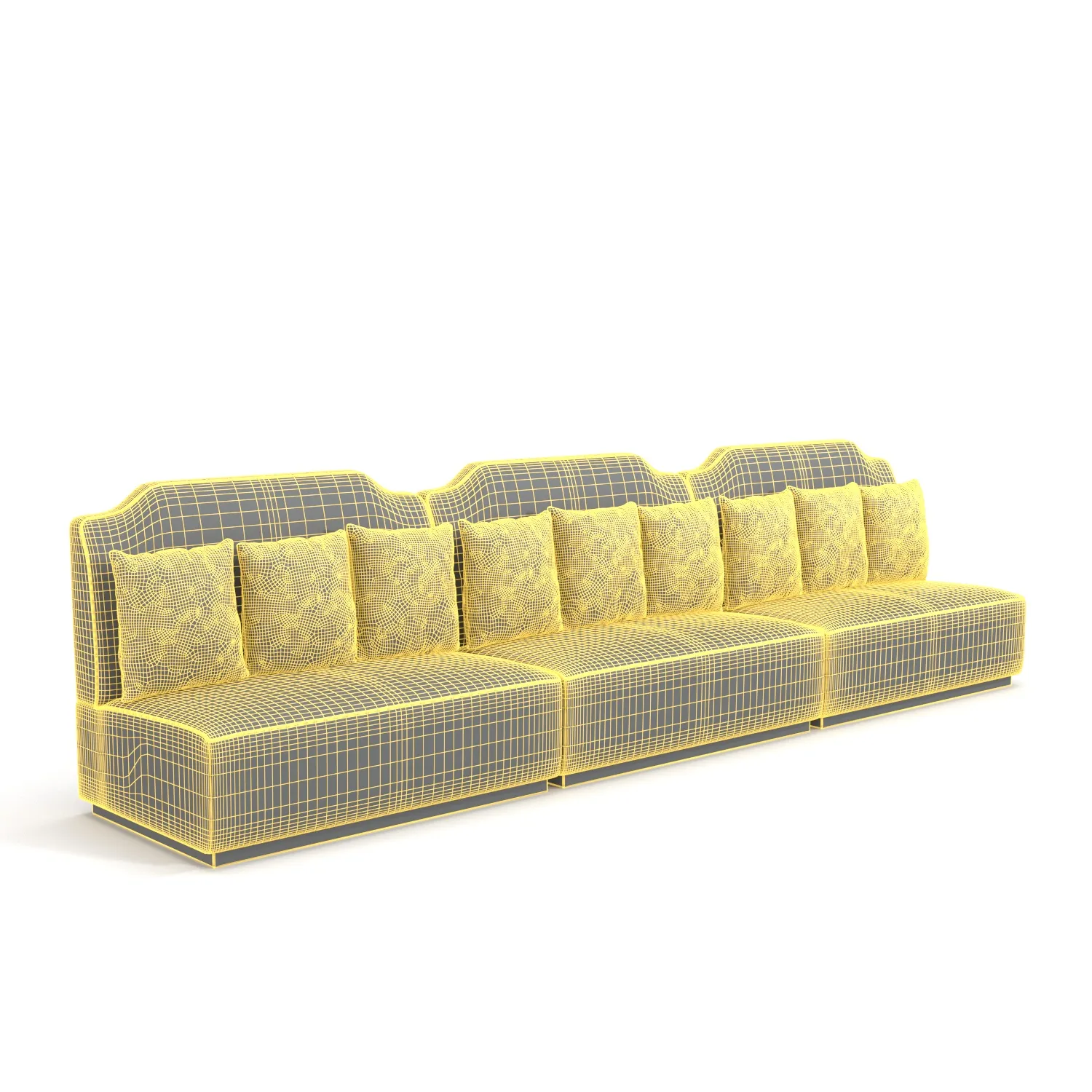 Leather And Wpholstered Banquette Sofa With Cushion PBR 3D Model_07